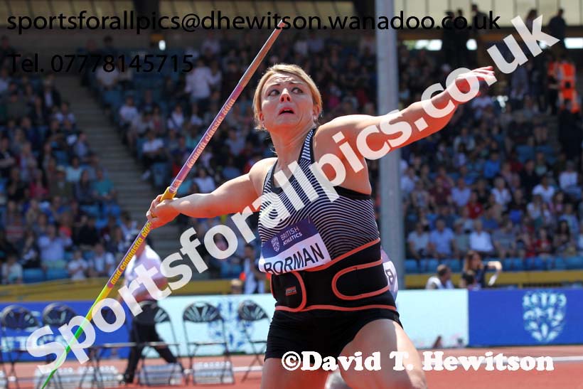 Brittany Borman (USA), womens javelin, IAAF Diamond League, Birmingham. Photo: David T. Hewitson/Sports for All Pics